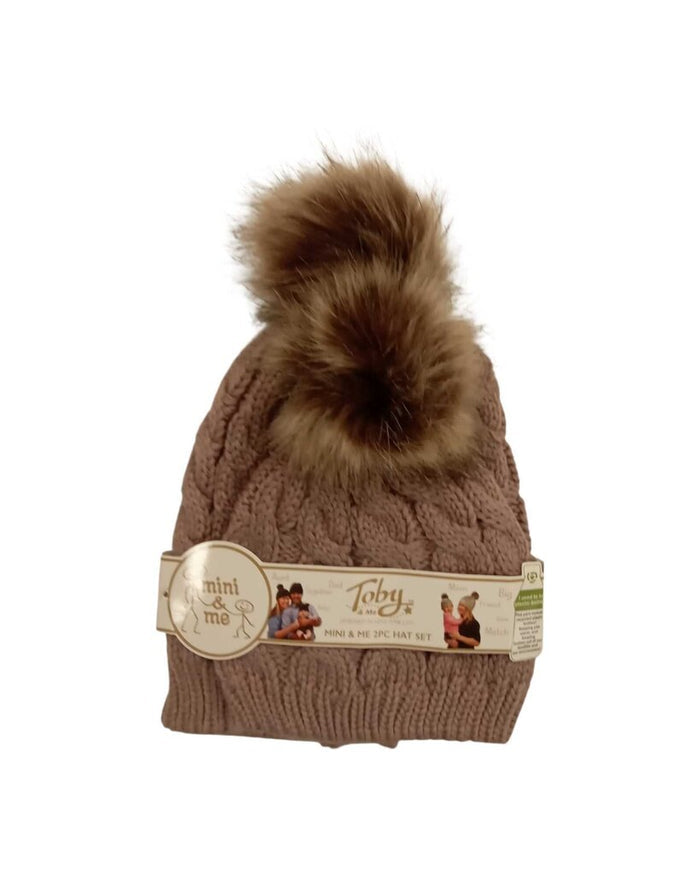 2Pc knit stocking hat Set "Mommy & baby"