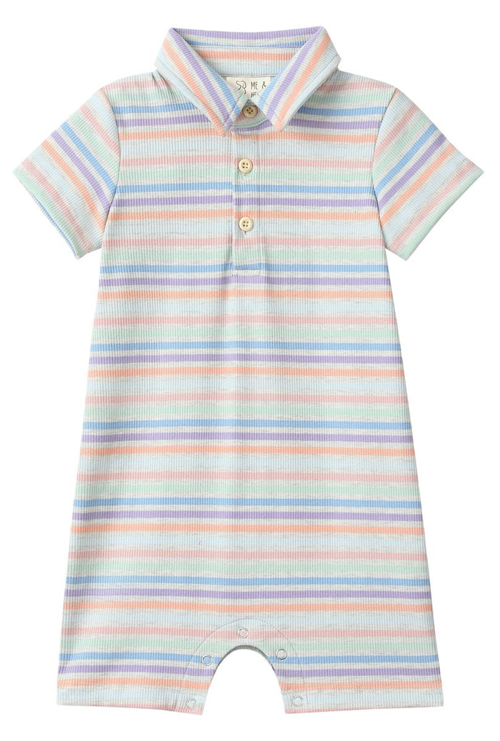 CAMBORNE romper - Peach multi stripe