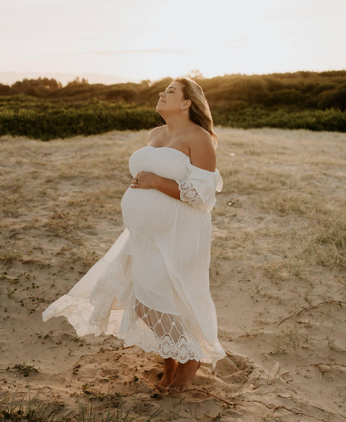 Maternity Dress Hire - Coven & Co Folklore Gown - Versatile Off-Shoulder Design