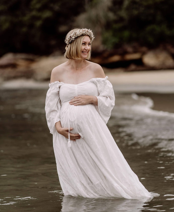 Maternity Dress Hire Australia - Coven & Co Starlight Gown - White - Voluminous Skirt