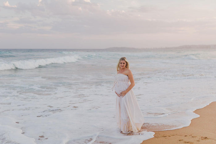 Fillyboo "Zippora" Strapless Maternity Maxi Dress - Vanilla Cream