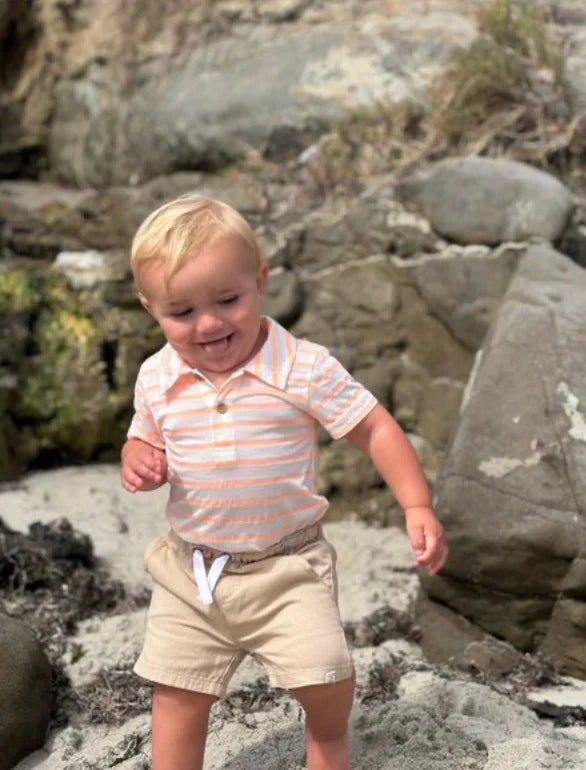 JETTY PEACH Stripe Jersey Onesie