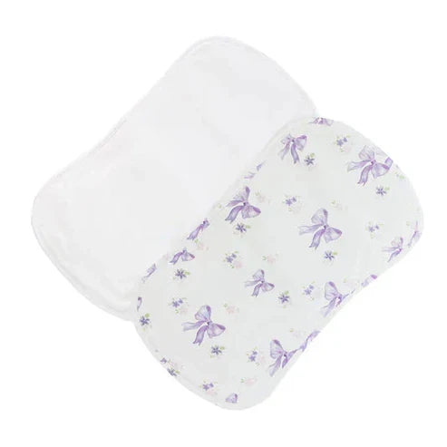 Lavender Bows Burp Cloth Set