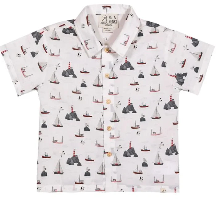 MAUI PRINTED WOVEN SHIRT WHITE HARBOUR