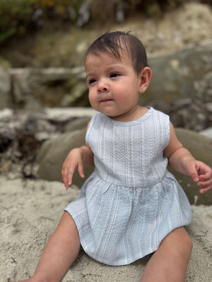 NELLIE ONESIE DRESS - BLUE STRIPE
