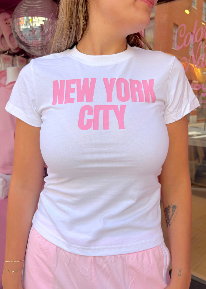 New York City White Baby Tee