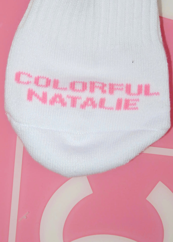 NYC Pink Embroidered Sock