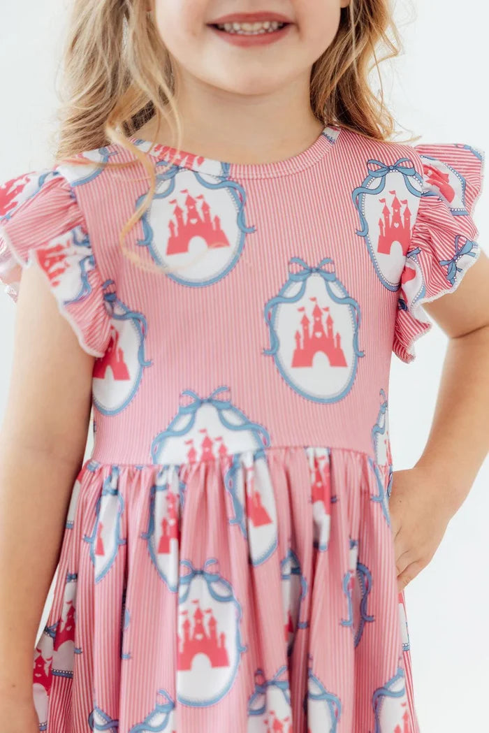 ONCE UPON A CASTLE FLUTTER SLEEVE TWIRL DRESS