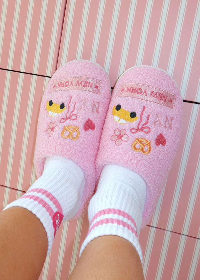 Pink NY Themed Slippers