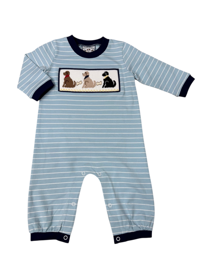 Playful Pups Smocked Boys Romper