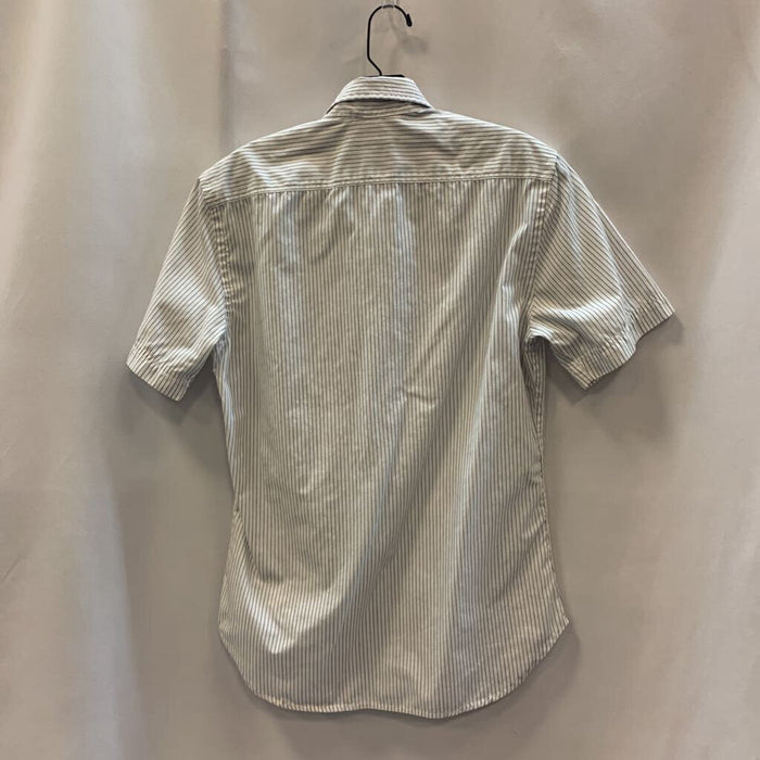 Shirt: Short Sleeve Collar Strip Button Up