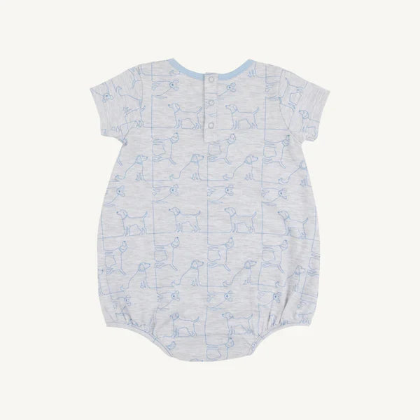 Short Sleeve Patton Play Bubble - Puppy Puzzle with Beale Street Blue