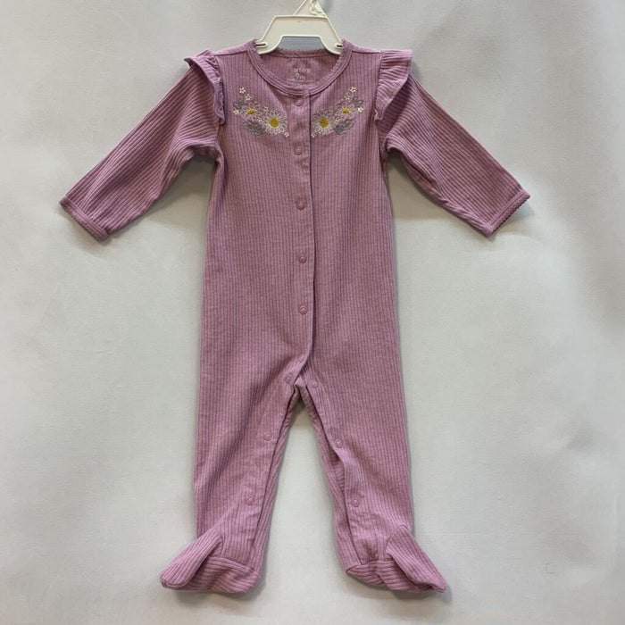 sleeper: footed zip up ribbed ruffle floral
