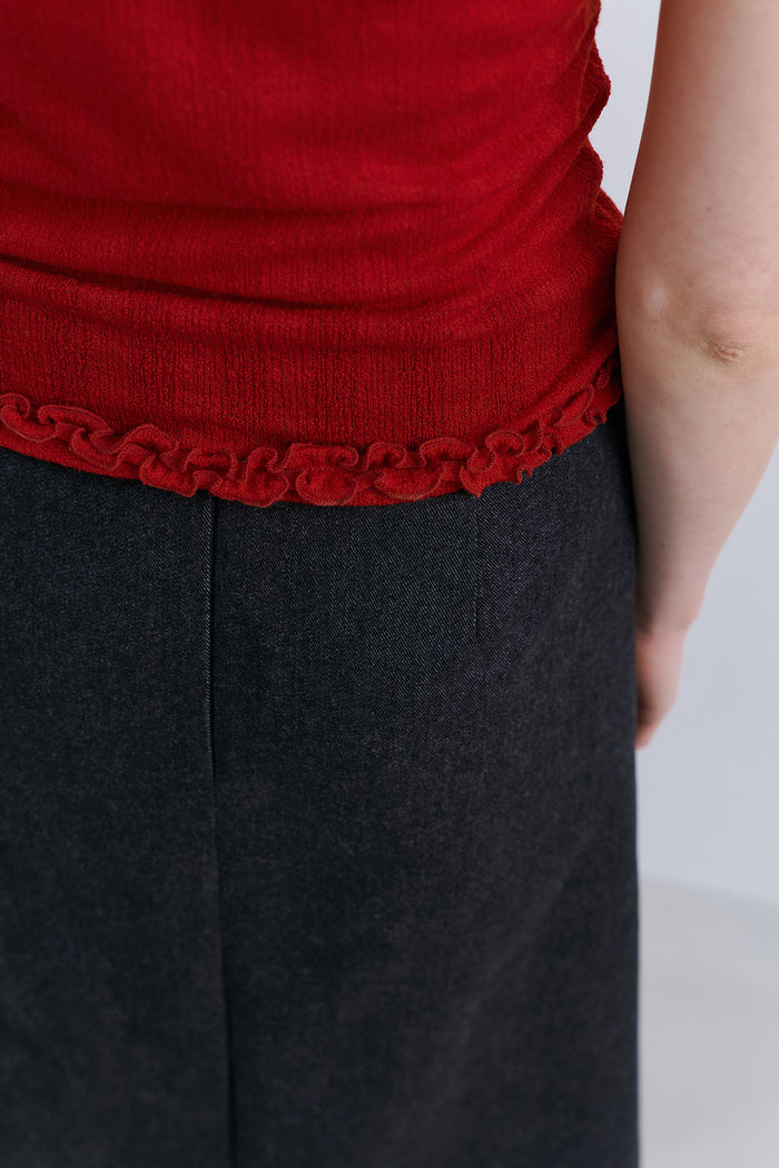'TAKISADA' WOOL SHORT SLEEVE T - RED