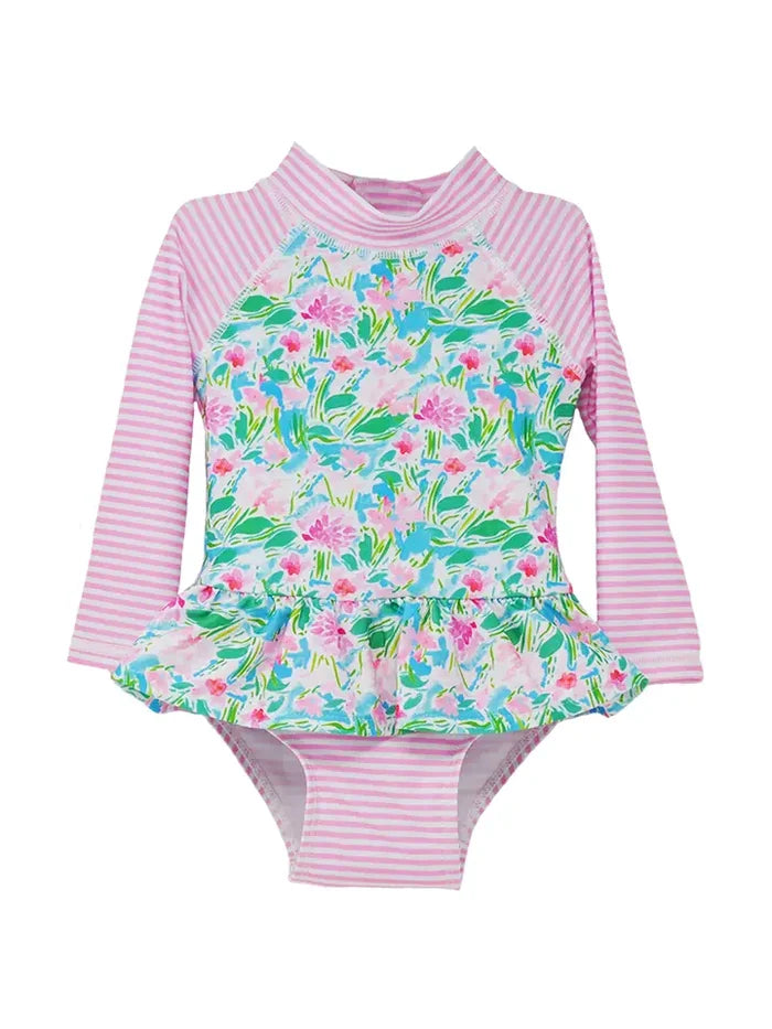 UPF50+ Infant Ruffle Swimsuit - Lotus & Lilies