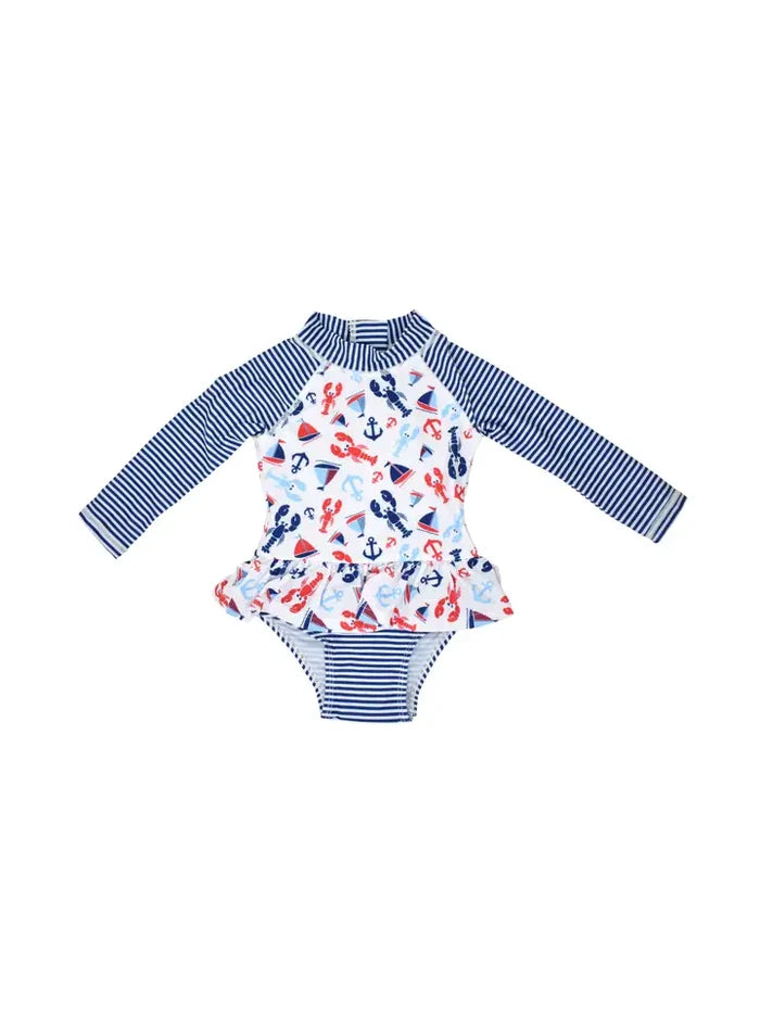 UPF50+ Infant Ruffle Swimsuit - Sunday Sails