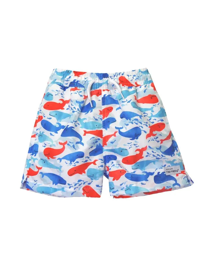 UPF50+ Wesley Swim Trunks - Splish Splash Whale Blue