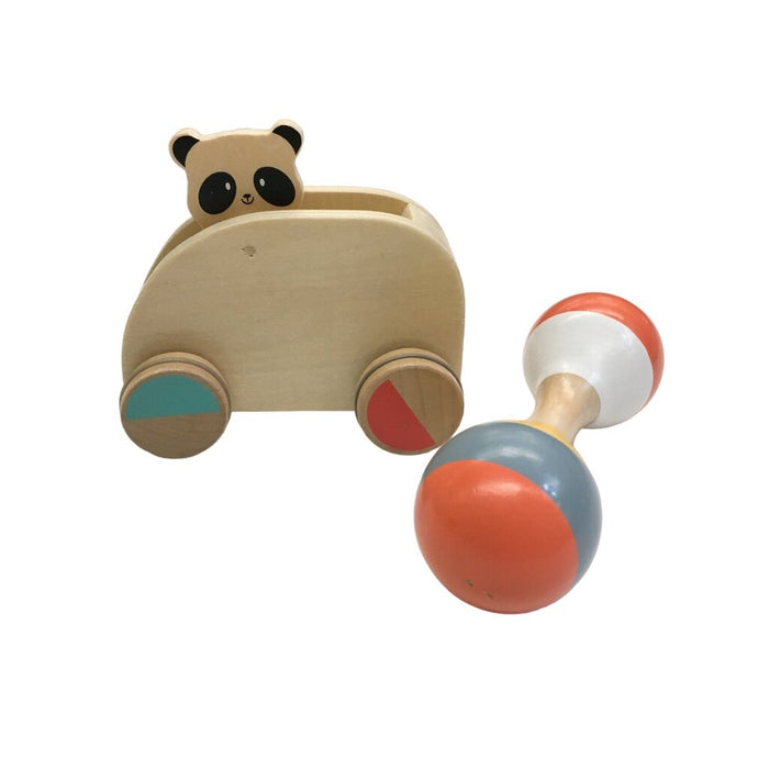 Wooden Panda Car & Rattle
