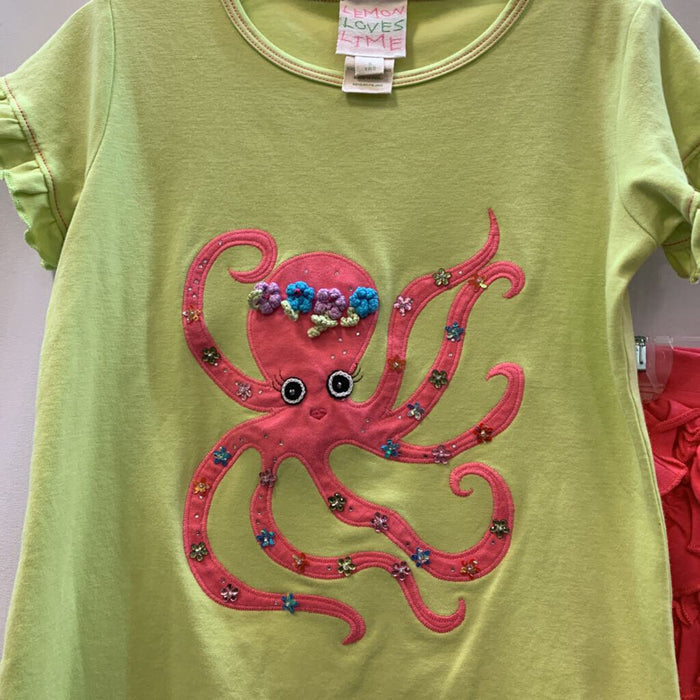 2 Pc Skort Ruffles and Octopus Shirt