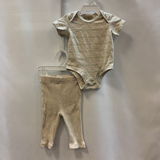2pc outfit: onesie w/pants striped heathered