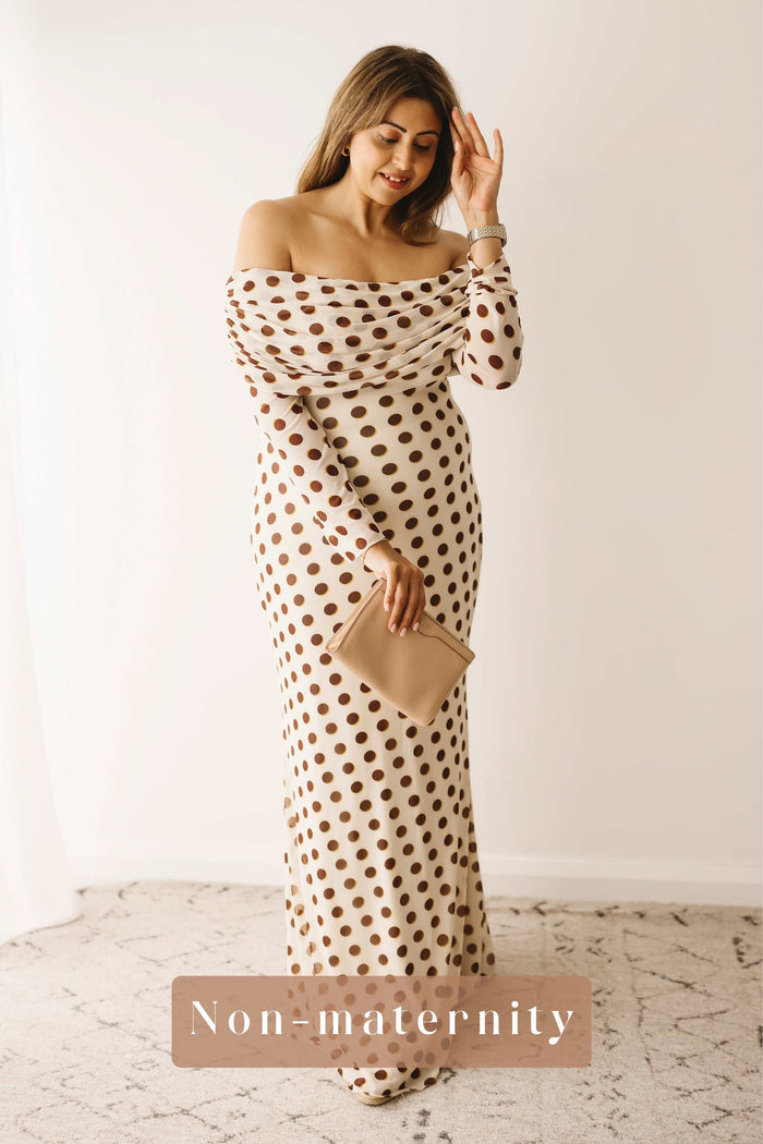 AFRM Thelma Off Shoulder Mesh Maxi Dress - Gold