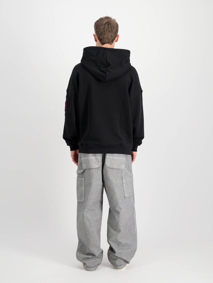 Alpha Industries Felpa Over Unisex C/cappuccio Nero Uomo