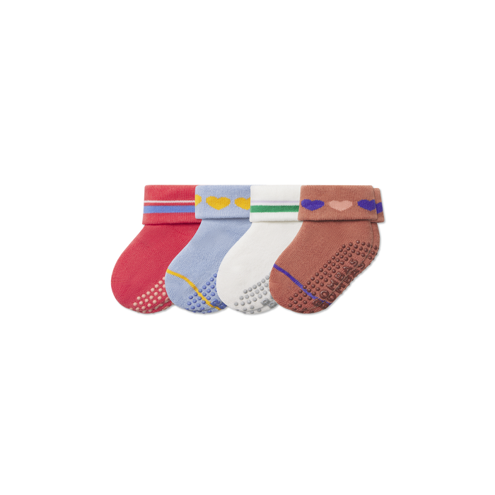 Baby Hearts Gripper Sock 4-Pack (6-12 Months)
