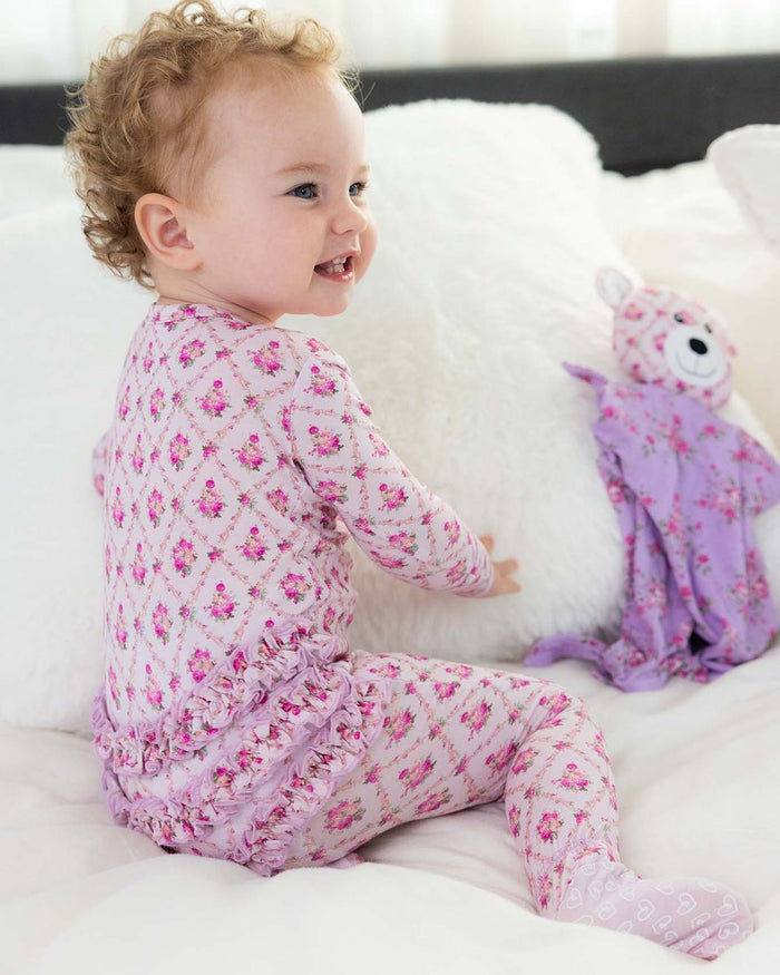 Caroline Ruffled Zippered Footie/Convertible