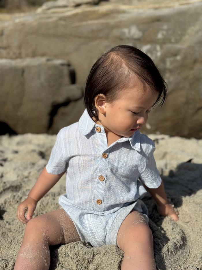 Chambray textured stripe HELFORD WOVEN ONESIE