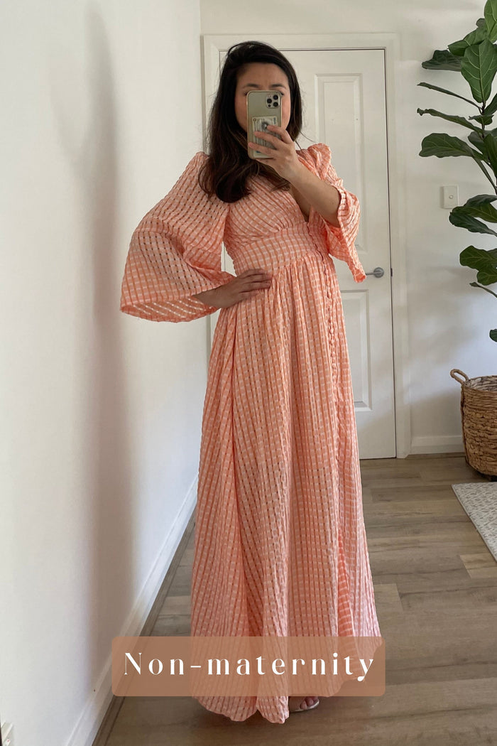 Peach wedding guest dress hire Australia