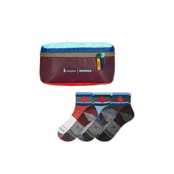 Cotopaxi x Bombas Merino Wool Blend Hiking Quarter Sock 3-Pack & Fanny Pack