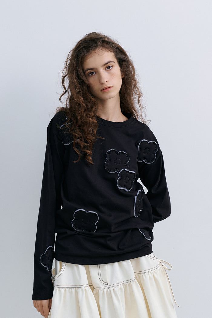 CUSION APLIQUE TOP - BLACK