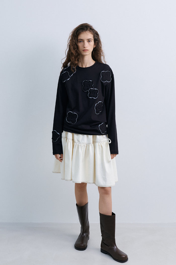 CUSION APLIQUE TOP - BLACK
