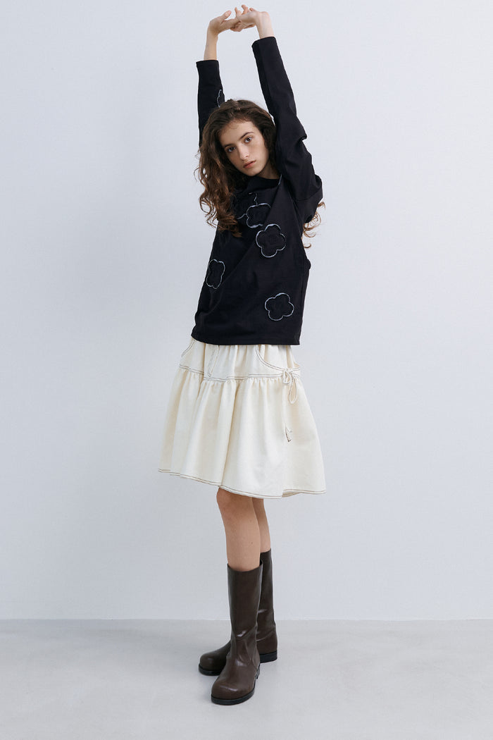 CUSION APLIQUE TOP - BLACK