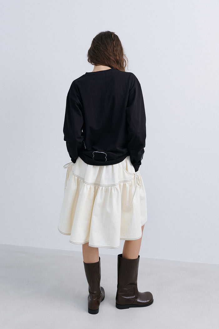 CUSION APLIQUE TOP - BLACK