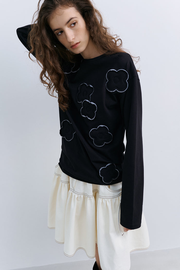 CUSION APLIQUE TOP - BLACK
