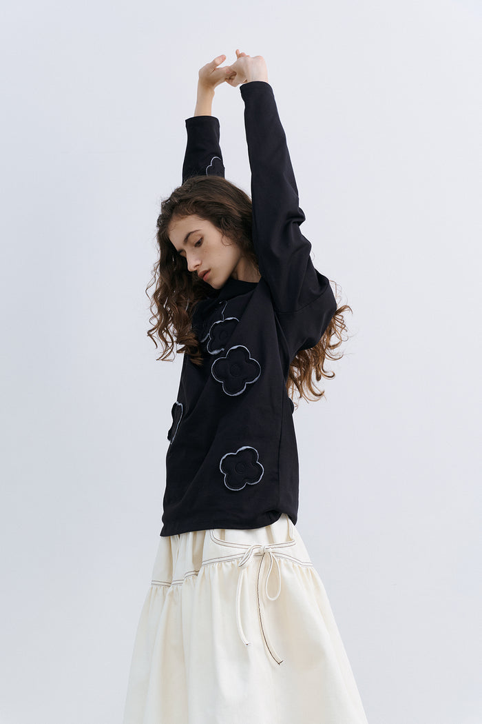 CUSION APLIQUE TOP - BLACK
