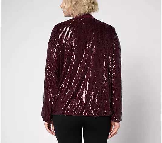 Dress For Joy Zip Up Sequin Bomber Jacket