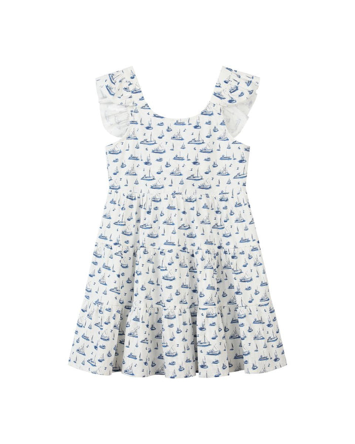 EMMIE DRESS - Navy Sailboats