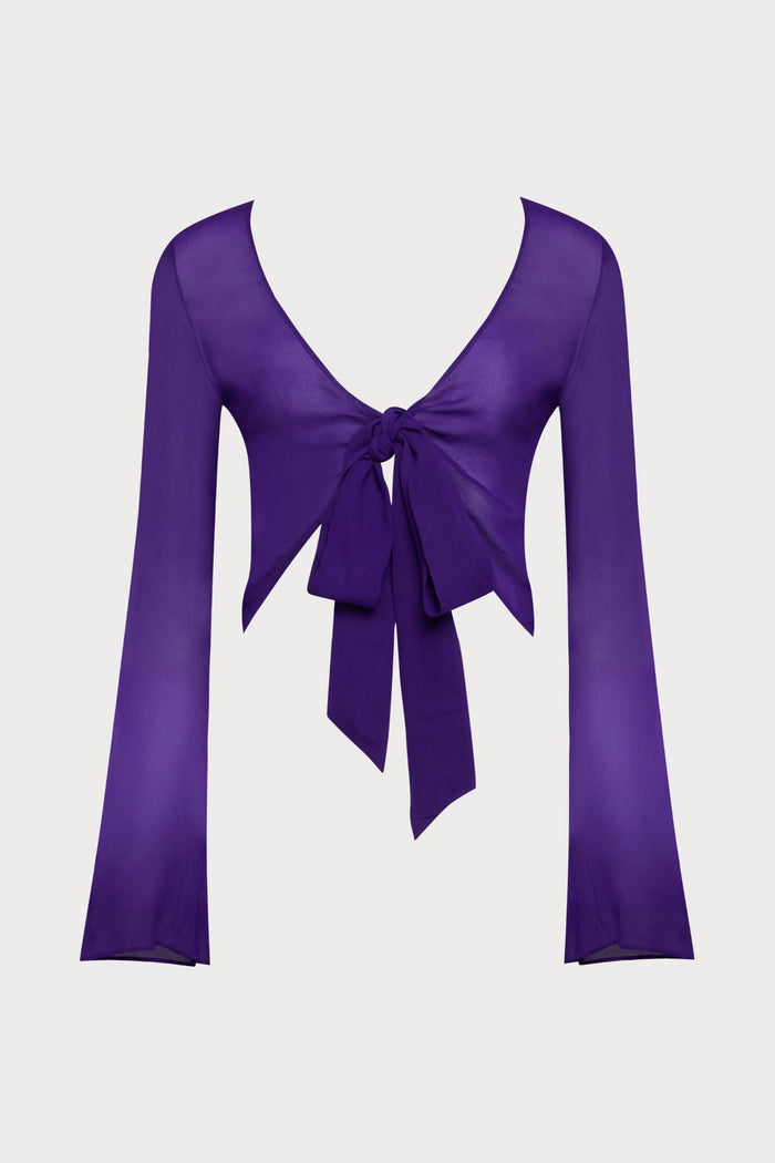 Maison Close Fever Long Sleeve Wrap Beach Top in Purple - Naughty Knickers