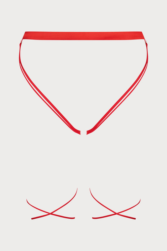 French Kiss Red Open Brief, Size M-L (UK 8-12)