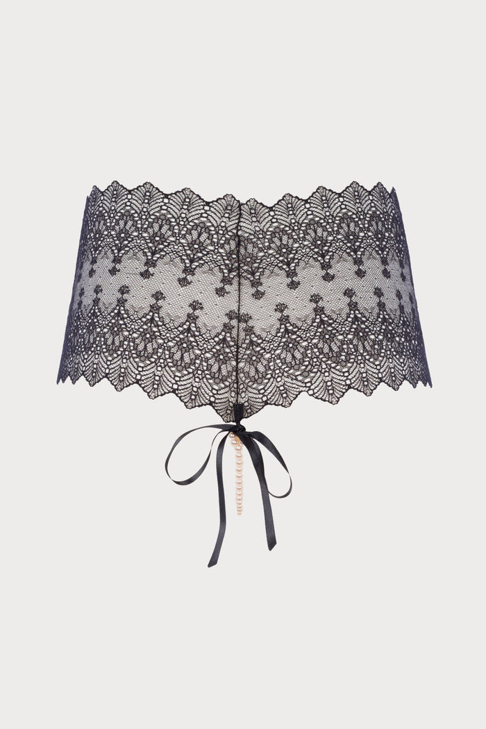 Bracli Geneva Black Lace Panty with Pearls