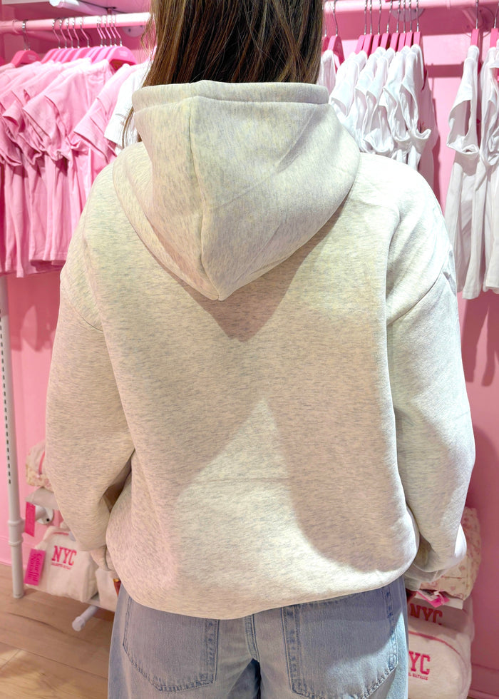 Grey Bow Lover Embroidered NYC Hoodie
