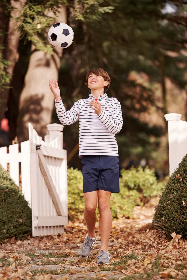 Hayword Half Zip - Nantucket Navy Stripe with Richmond Red Stork