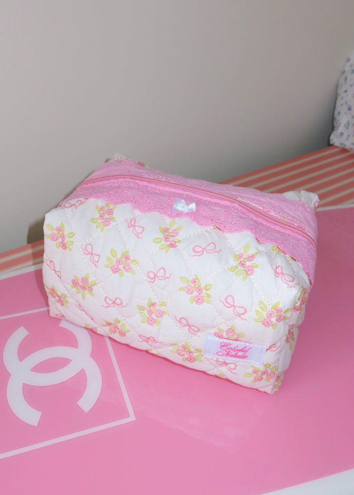 Hearts On Florals XL Makeup Bag