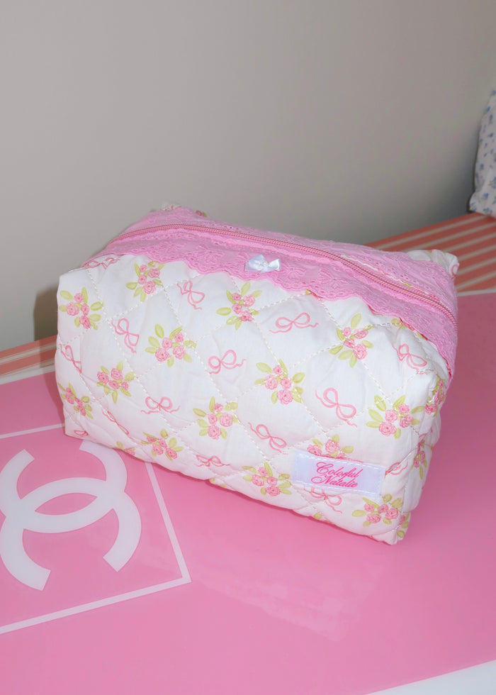 Hearts On Florals XL Makeup Bag