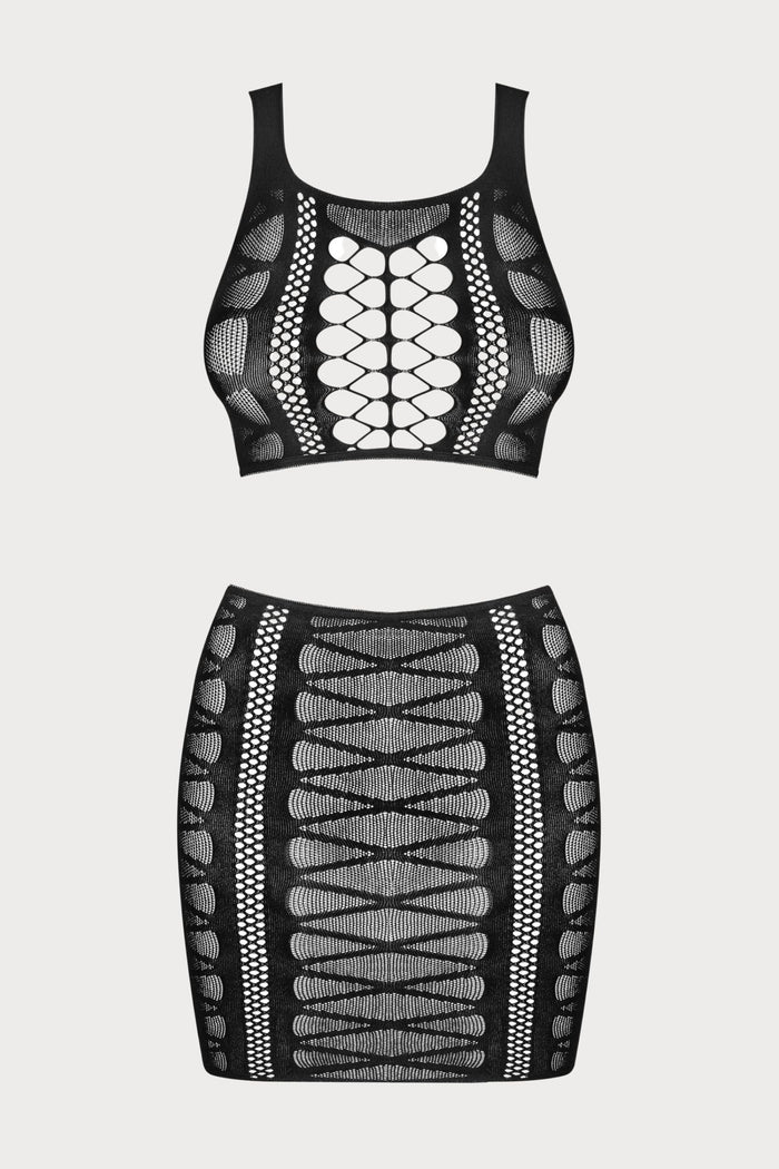 Obsessive K102 Knit Top & Skirt Black