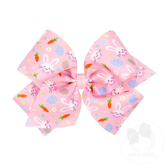 King Easter Print Grosgrain Hair Bow