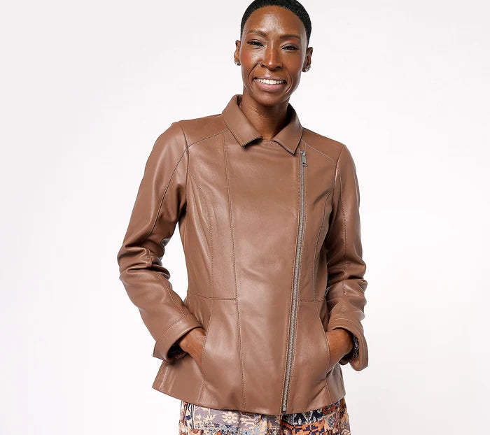 Lamb Leather Moto Jacket with Pockets