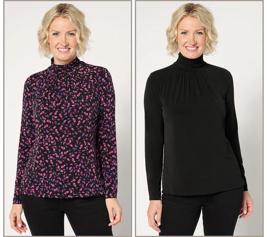 Liquid Knit Mock-Neck Tops